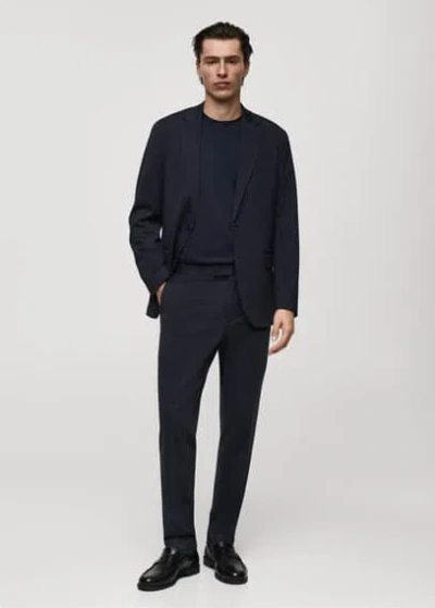 Mango Man Slim Fit Suit Trousers Dark Navy