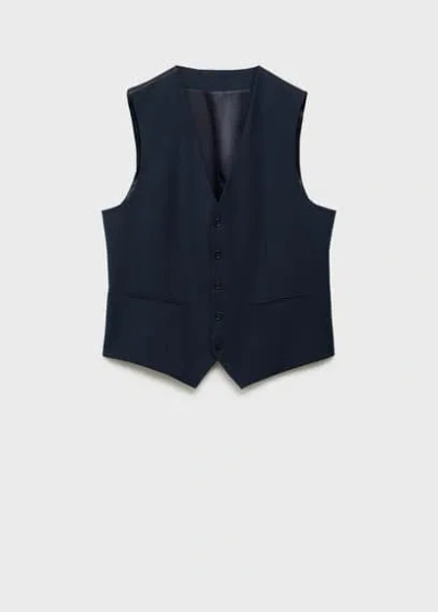 Mango Man Slim-fit Suit Waistcoat Dark Navy