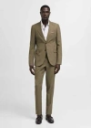 MANGO MAN SLIM-FIT TENCEL BLEND SUIT JACKET KHAKI