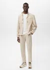 Shop Mango Man Slim-fit Water-repellent Trousers Beige