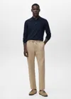 Mango Man Slim-fit Trousers With Drawstring Beige In Sand