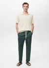 Mango Man Slim-fit Trousers With Drawstring Dark Green