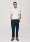 Mango Man Slim-fit Trousers With Drawstring Dark Navy