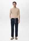 Mango Man Slim-fit Trousers With Drawstring Dark Navy In Blue