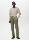 Mango Man Slim-fit Trousers With Drawstring Khaki In Green
