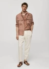 Mango Man Slim-fit Trousers With Drawstring Off White