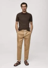 Mango Man Slim-fit Trousers With Drawstring Tobacco Brown