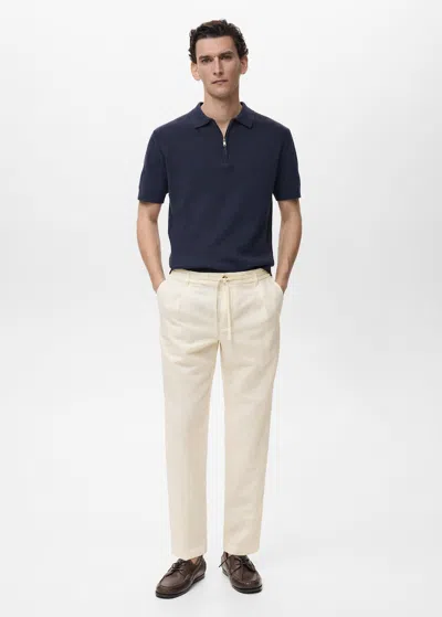 Mango Man Slim-fit Trousers With Drawstring White