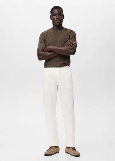 Mango Man Slim-fit Trousers With Drawstring White
