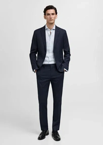 Mango Man Slim-fit Twill Fabric Suit With Shirt Cufflinks Sky Blue