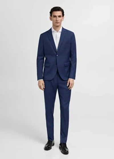 Mango Man Slim-fit Twill Fabric Suit With Shirt Cufflinks White