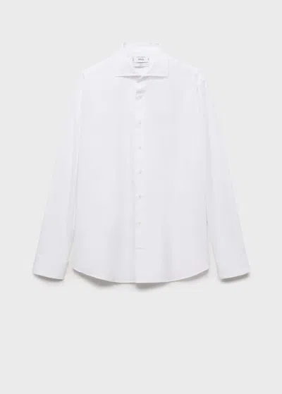 Mango Man Chemise Costume Slim-fit Tissu Twill Boutons De Manchette Blanc - Homme - Xs -  In White
