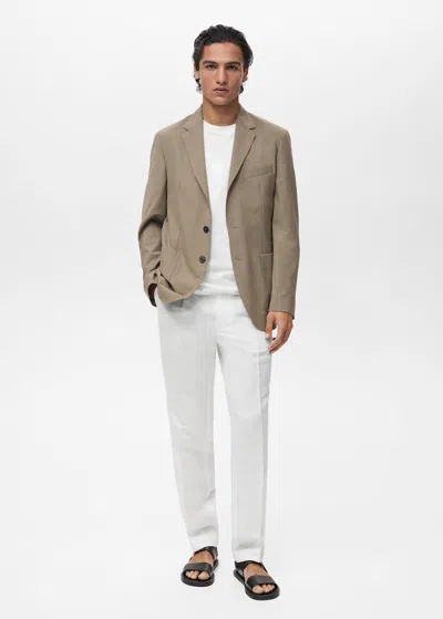 Mango Man Slim-fit Virgin Wool Jacket Mink Grey