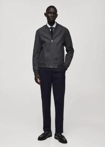 Mango Man Slim Fit Wool Pants Dark Navy