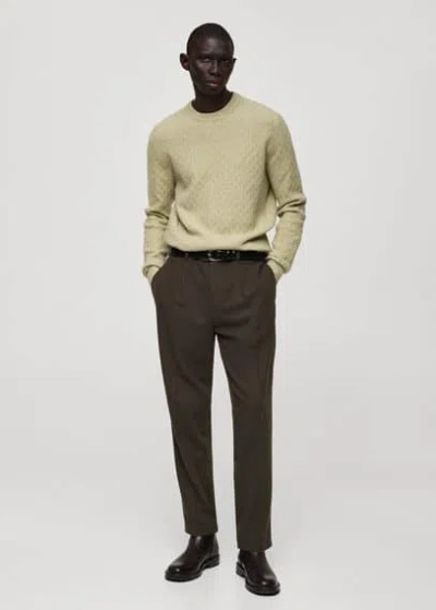 Mango Man Slim Fit Wool Pants Khaki