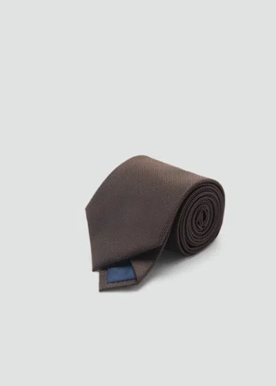 Mango Man Smooth Micro-structured Tie Brown In Brown