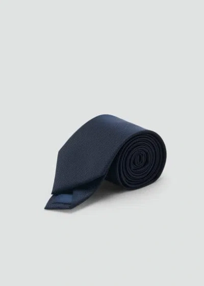 Mango Man Smooth Micro-structured Tie Dark Navy