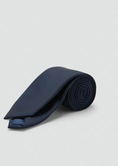 Mango Man Smooth Micro-structured Tie Navy In Blue