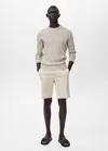 Mango Man Straight Cotton Bermuda Shorts Beige In Sand