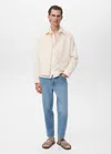 Mango Man Straight Cotton Jacket With Buttons In Sand