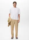 Mango Man Straight-fit Pleated Trousers Beige