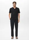 Mango Man Straight-fit Pleated Trousers Black