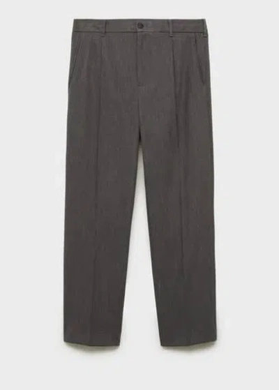 Mango Man Slim-fit Trousers With Drawstring Grey