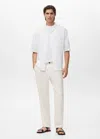 Mango Man Straight-fit Pleated Trousers Off White