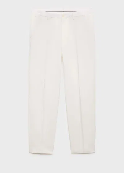 Mango Man Straight-leg Pants In A Linen And Lyocell Blend Off White