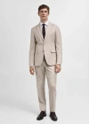 Mango Man Stretch Fabric Slim-fit Suit Jacket Beige In Beige