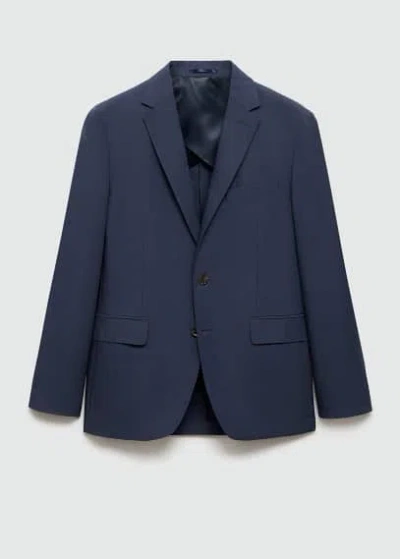 Mango Man Stretch Fabric Slim-fit Suit Jacket Blue