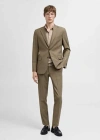 Mango Man Stretch Fabric Slim-fit Suit Trousers Green In Green