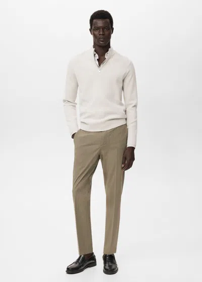 Mango Man Stretch Fabric Slim-fit Trousers Khaki In Brown