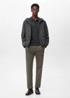 Mango Man Stretch Fabric Slim-fit Trousers With Drawstring Medium Brown