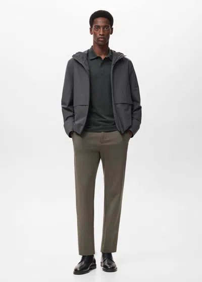 Mango Man Stretch Fabric Slim-fit Trousers With Drawstring Medium Brown