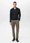 Mango Man Stretch Fabric Slim-fit Trousers With Drawstring Medium Green