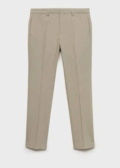 Mango Man Slim-fit Suit Trousers Beige