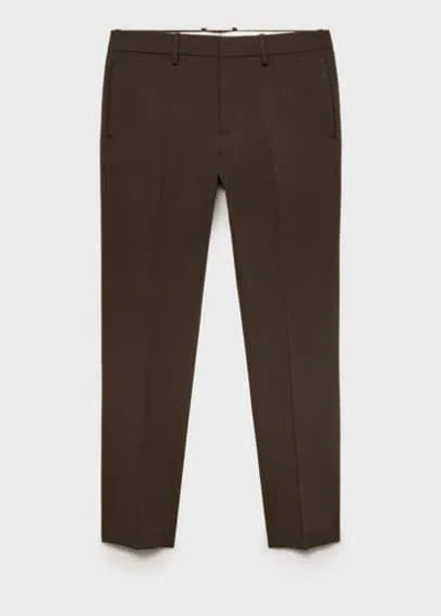 Mango Man Slim-fit Suit Trousers Brown