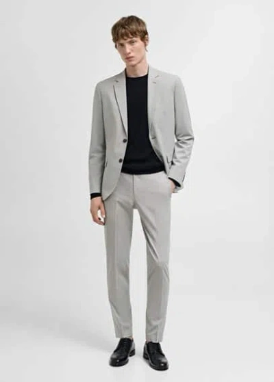 Mango Man Stretch Fabric Super Slim-fit Suit Trousers Ecru