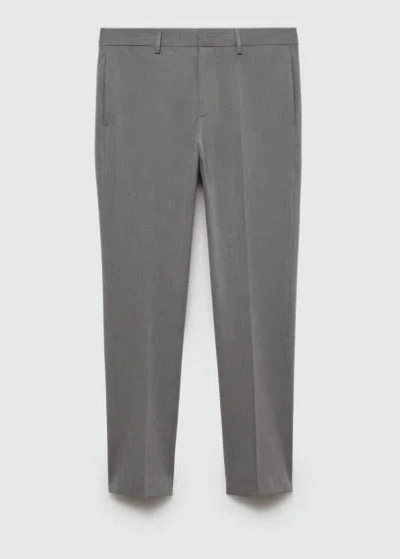 Mango Man Stretch Fabric Super Slim-fit Suit Trousers Grey