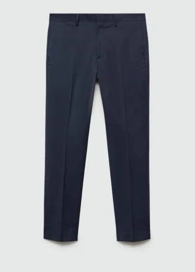 Mango Man Stretch Fabric Super Slim-fit Suit Trousers Indigo Blue