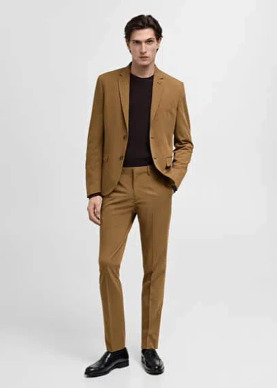 Mango Man Stretch Fabric Super Slim-fit Suit Trousers Ochre