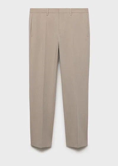 Mango Man Stretch Fabric Super Slim-fit Suit Trousers Sand