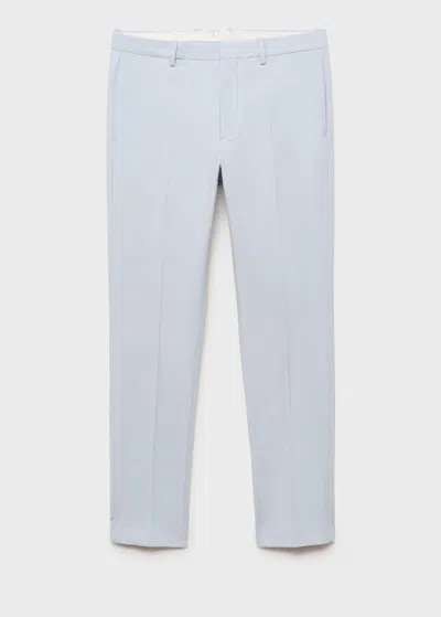 Mango Man Stretch Fabric Super Slim-fit Suit Trousers Sky Blue