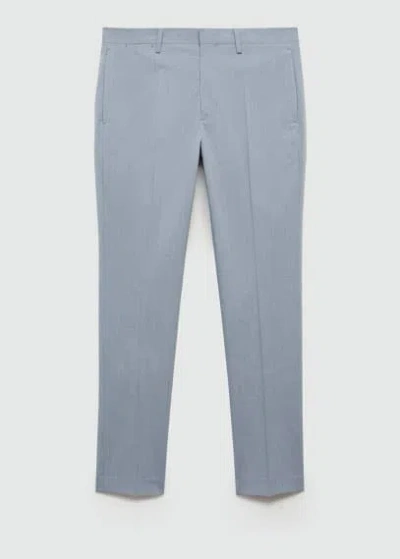 Mango Man Stretch Fabric Super Slim-fit Suit Trousers Sky Blue