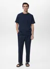 Mango Man Striped Jersey T-shirt Ink Blue In Ink Blue