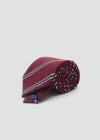 Mango Man Striped Silk Cotton Tie Burgundy In Burgundy