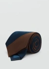 Mango Man Striped Silk Tie Brown In Brown