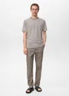 Mango Man Striped Slim-fit Linen T-shirt Off White