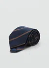 Mango Man Stripes Printed Tie Navy